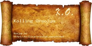 Kolling Orsolya névjegykártya